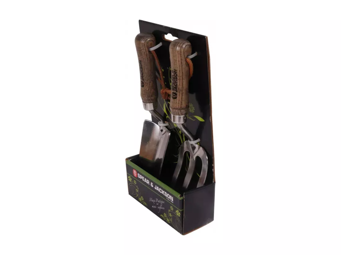 Set de 2 mini outils à fleurs inox manche en frêne