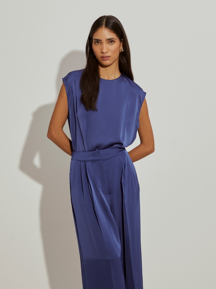 Calças pantalona acetinadas