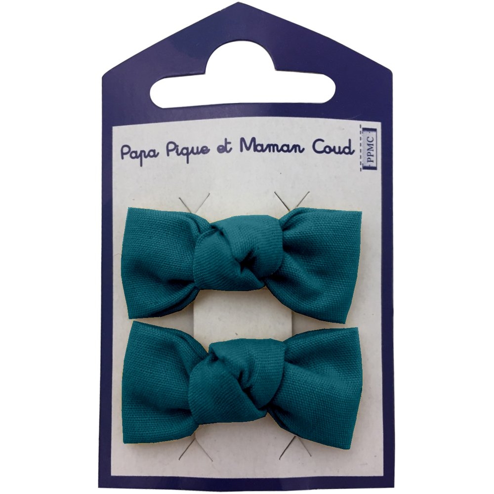 Barrettes Clic-Clac Petits Noeuds Bleu Vert