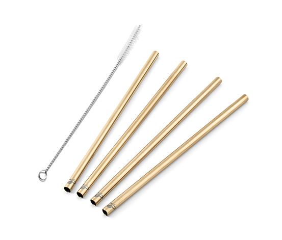 4 Trinkhalme aus Metall