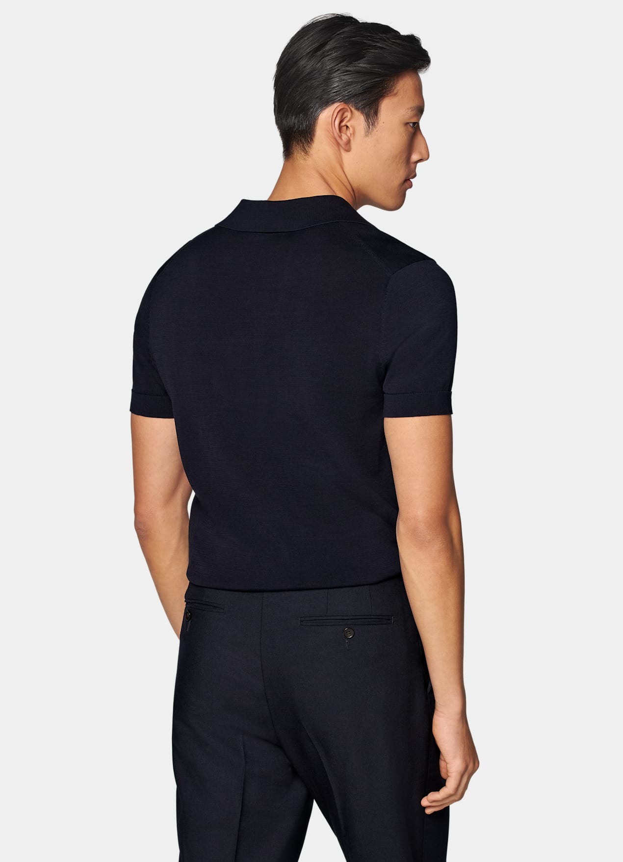 Polo sans boutons bleu marine