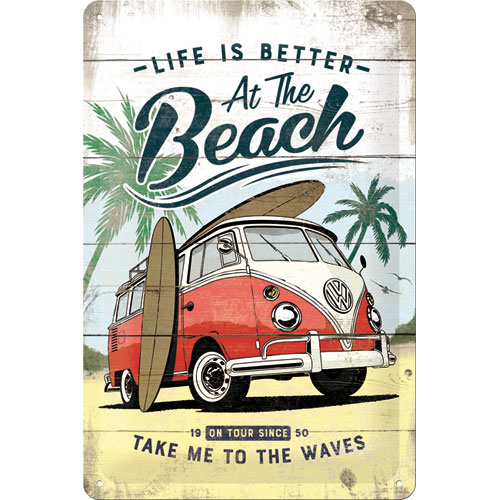 Blechschild - VW - Bully Beach - 20x30 cm