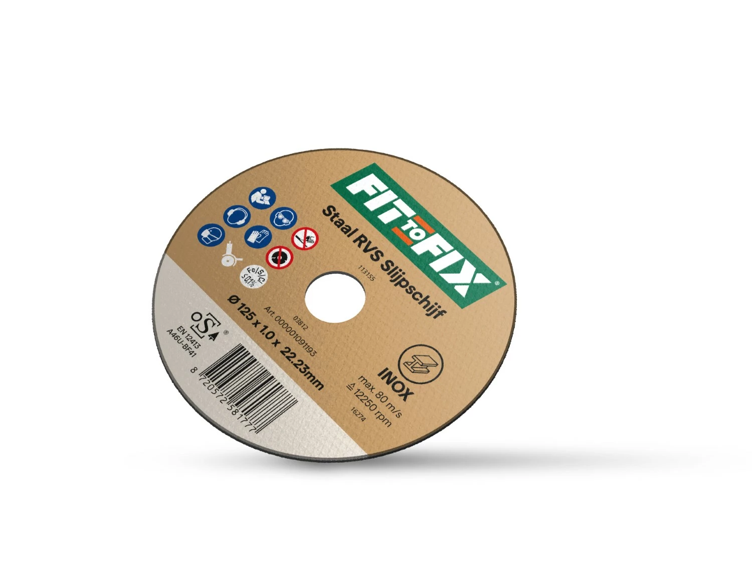 Fit-to-Fix Staal RVS Slijpschijf - 125 mm - 10st in blik