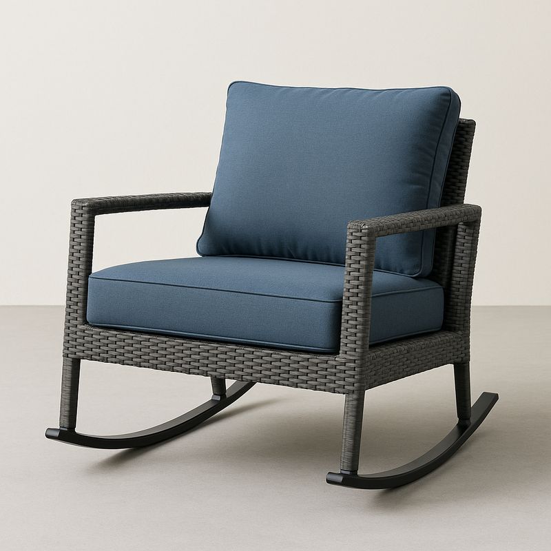 Garten Schaukelstuhl Polyethylen Metall Blau Kissen