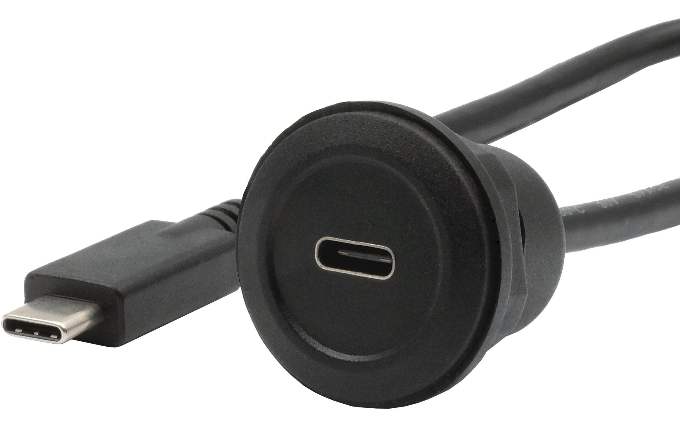 USB 3.1 Adapter USB-C Stecker - USB-C BuchseEinbau-Adapter USB-C Buchse zu Stecker, USB 3.2 Gen 2, 30 cm