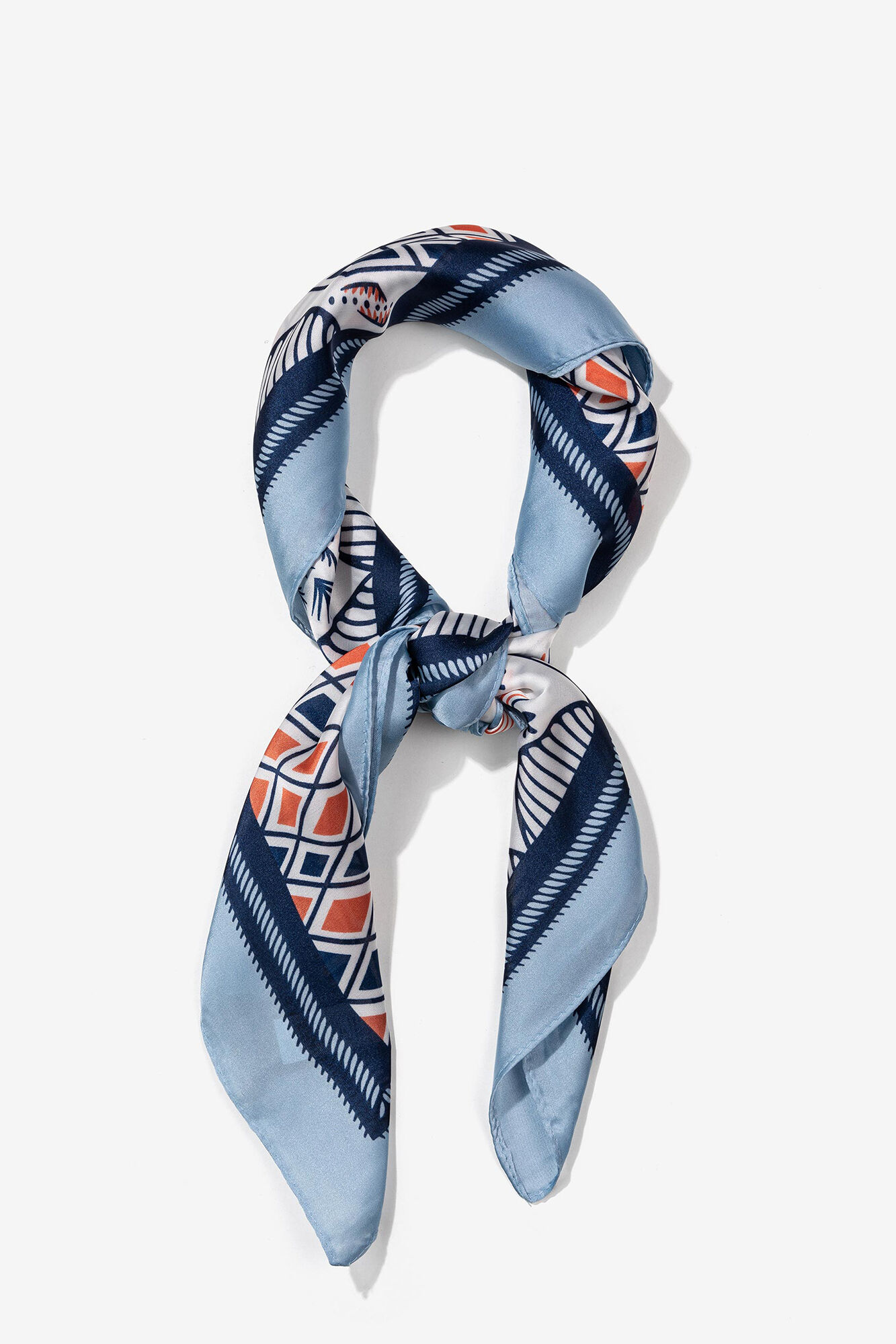 Pañuelo de raso estampado - Azul