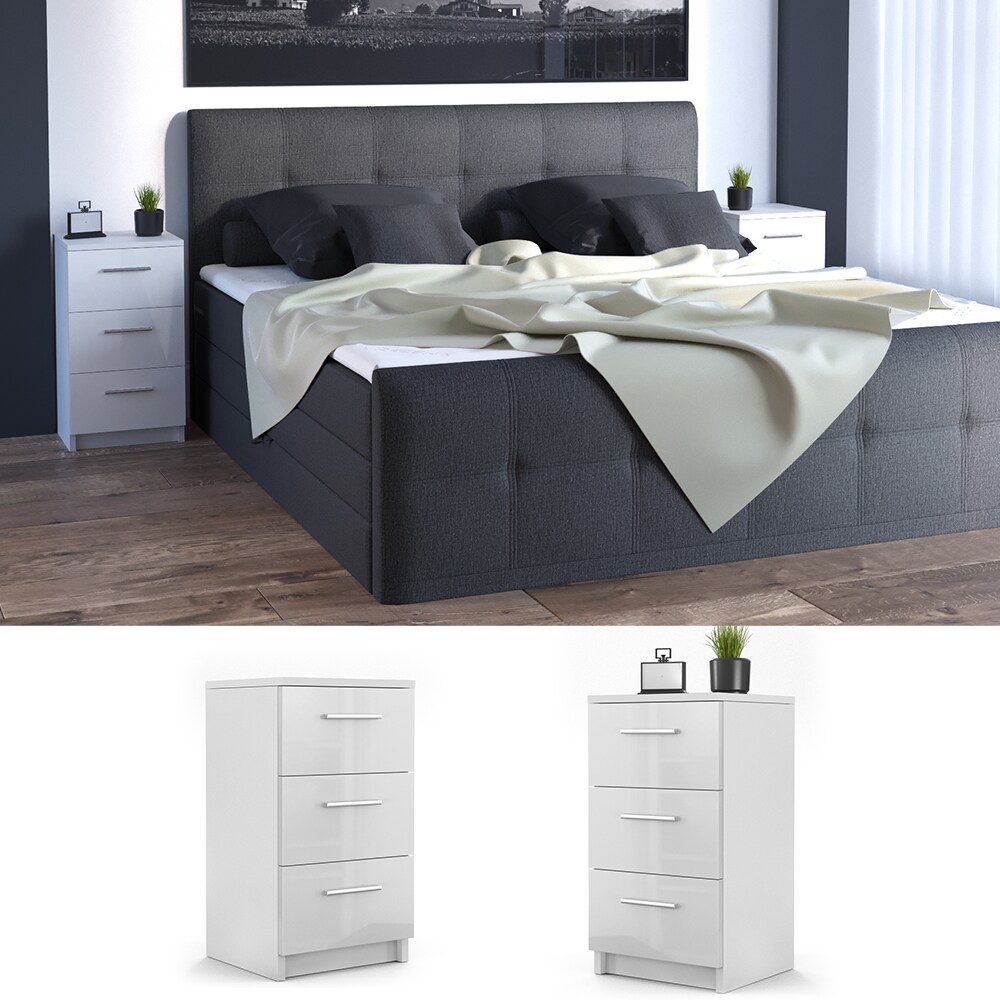 VICCO Nachttisch für Boxspringbett Nachtschrank Nachtkommode Kommode Schrank