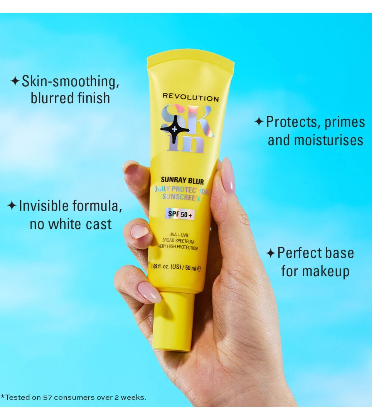 Revolution Skin - Protetor solar matificante com niacinamida Sunray Blur SPF50+