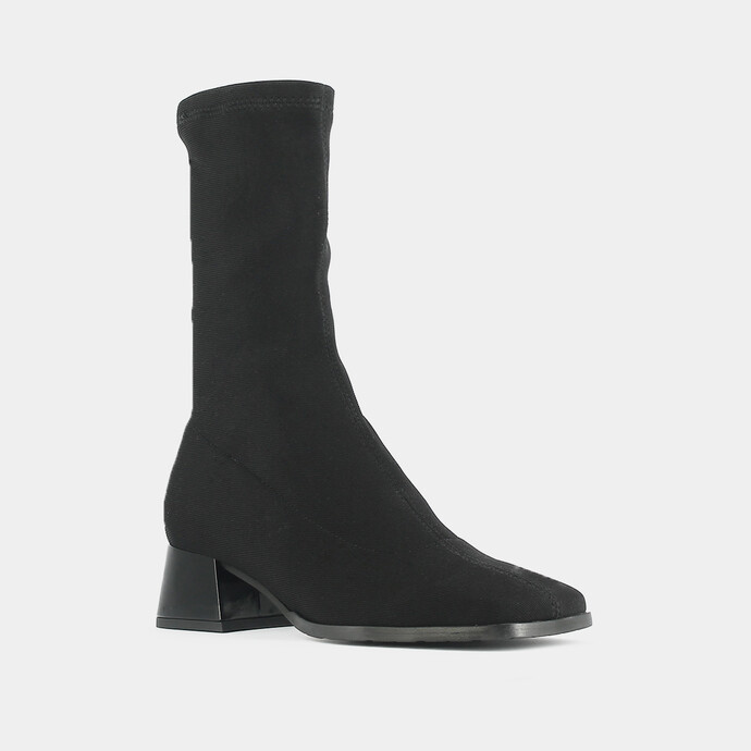Bottines à talons  en lycra noir