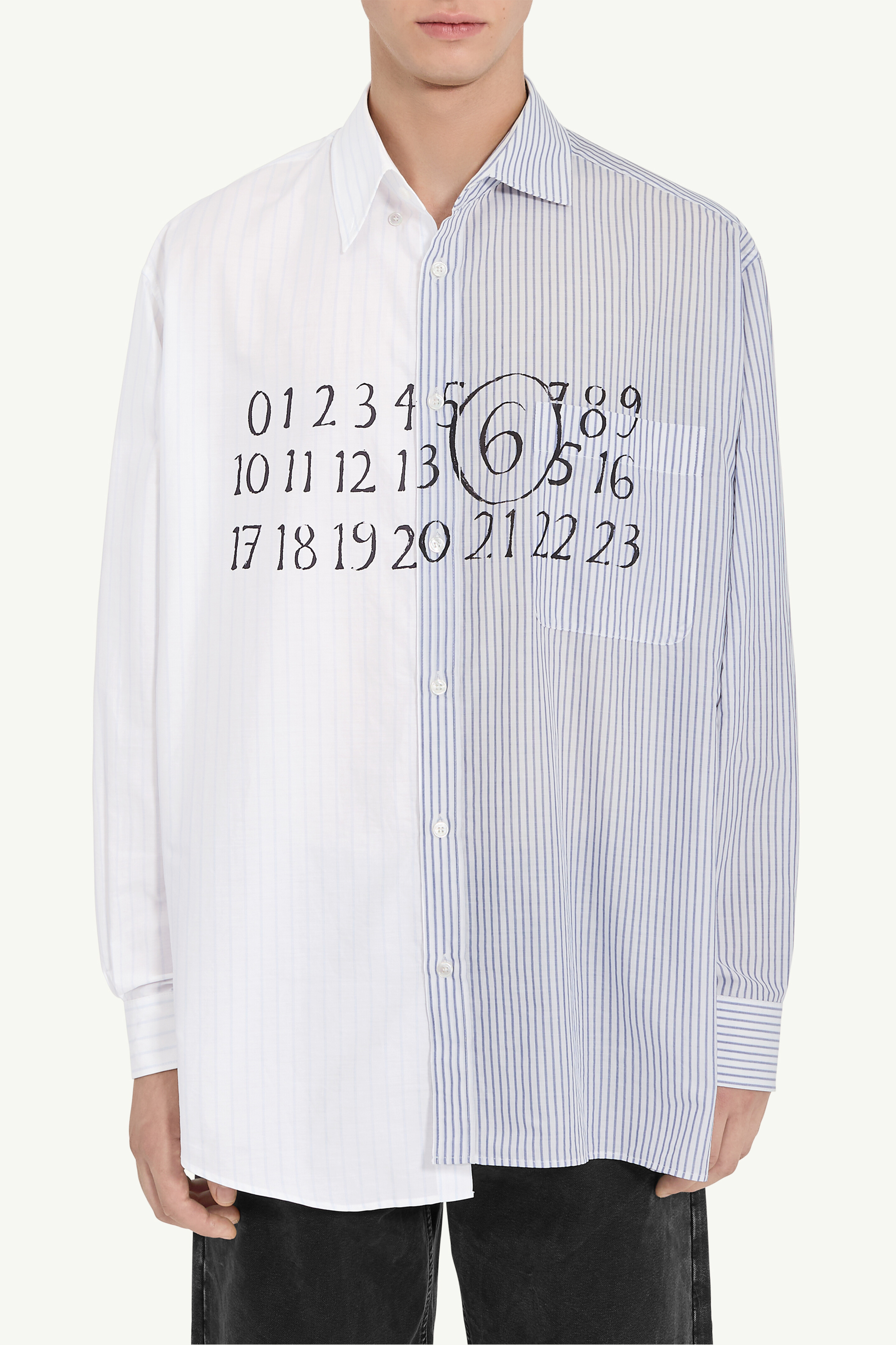 White Stripped Asymmetric Shirt