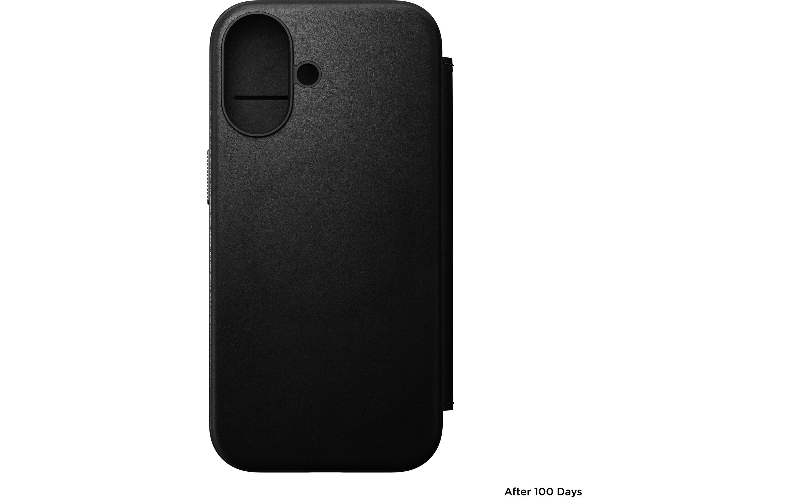 Book Cover Modern Leather iPhone 16 SchwarzModernes Leder Folio für das Apple iPhone 16