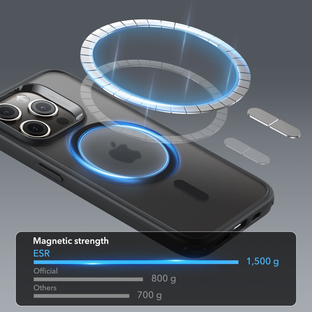 iPhone 15 Pro Max Classic Series MagSafe Hybrid Hülle TPU Bumper Acryl Rückseite Air Cushion Fallschutz - Schwarz / Transparent