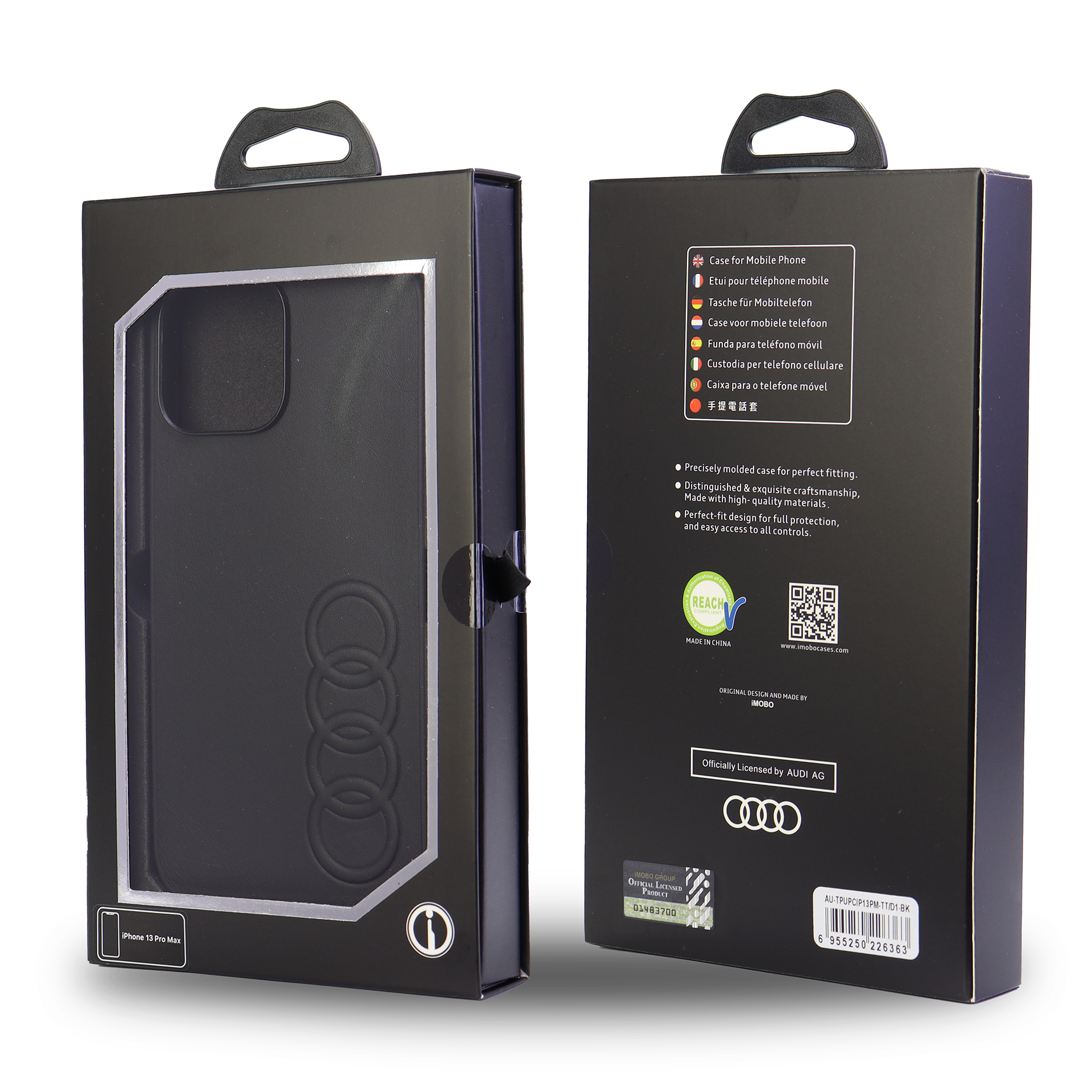 iPhone 14 Leder Hardcase Hülle (AU-TPUPCIP13PM-TT/D1-BK) - Schwarz