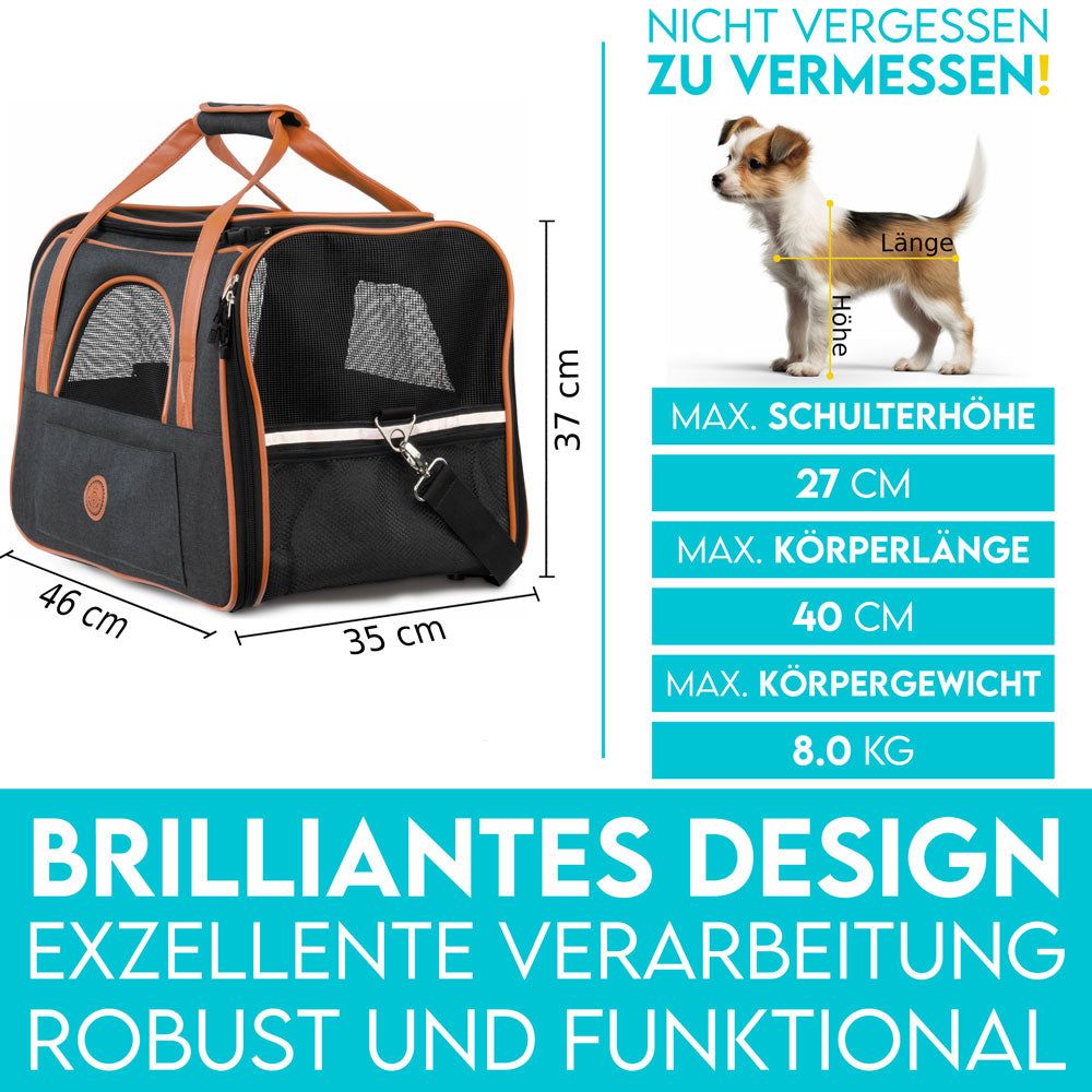 HUND IST KÖNIG® Hundetasche Katzentasche bis 8kg | robust & formstabil | faltbar & platzsparend