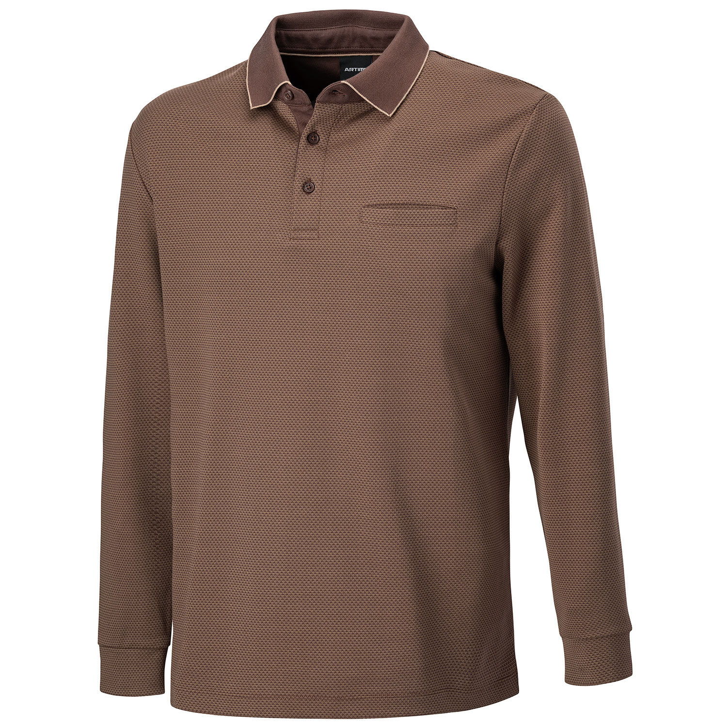 Herren Langarm-Poloshirt mit Brusttasche