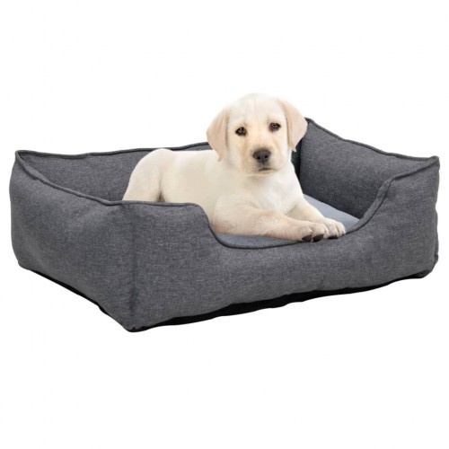 Sofá retangular acolchoado para cães Vidaxl com almofada cinza