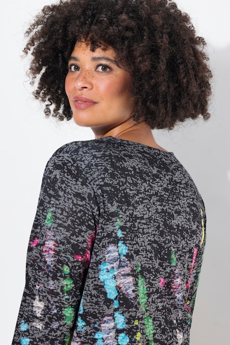 T-Shirt, A-Linie, Batik-Streifen, Langarm
