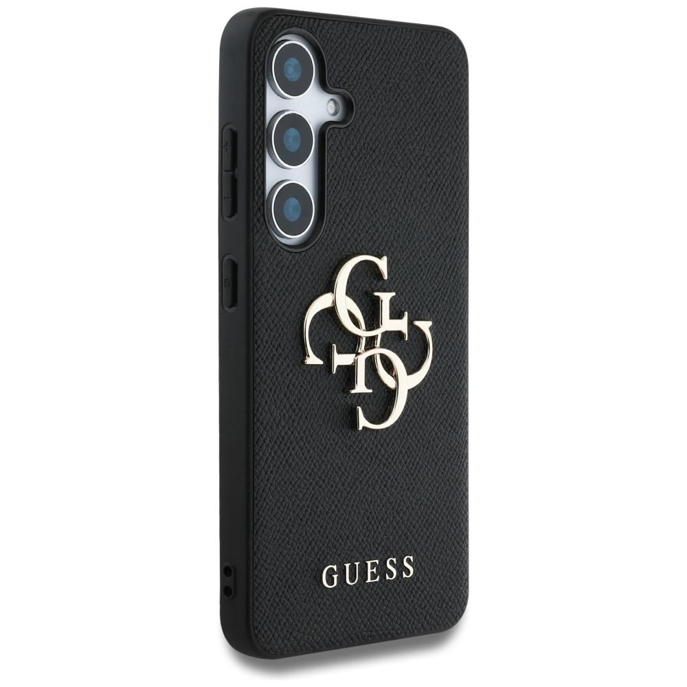Samsung Galaxy S25  Plus Leder Hardcase Hülle Grained 4G Big Metal Logo (GUHCS25MPGT4MBK) - Schwarz