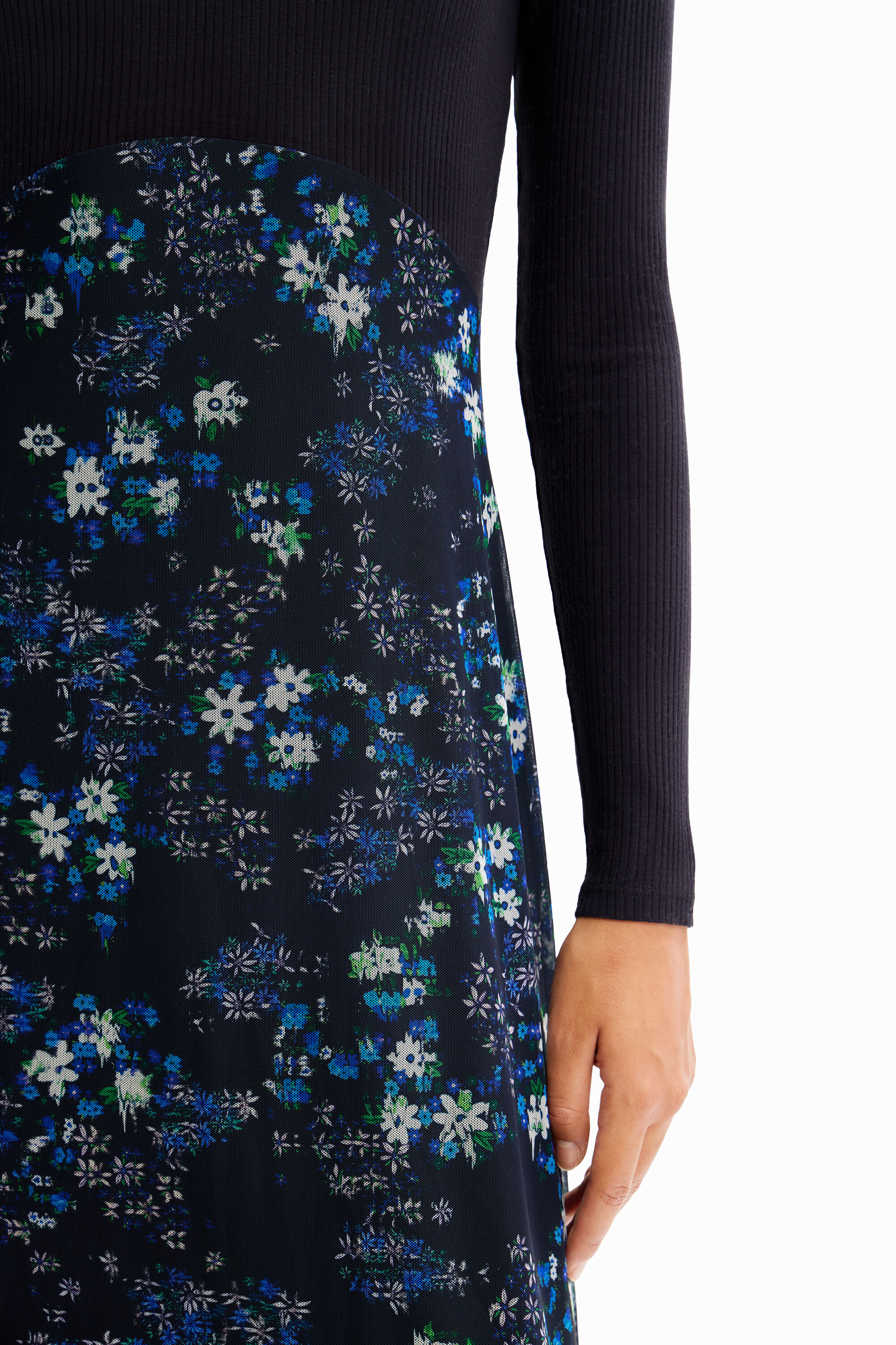 Robe midi combinée fleurs