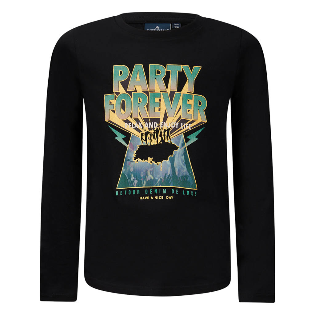 Retour Jeans longsleeve Christa met printopdruk zwart