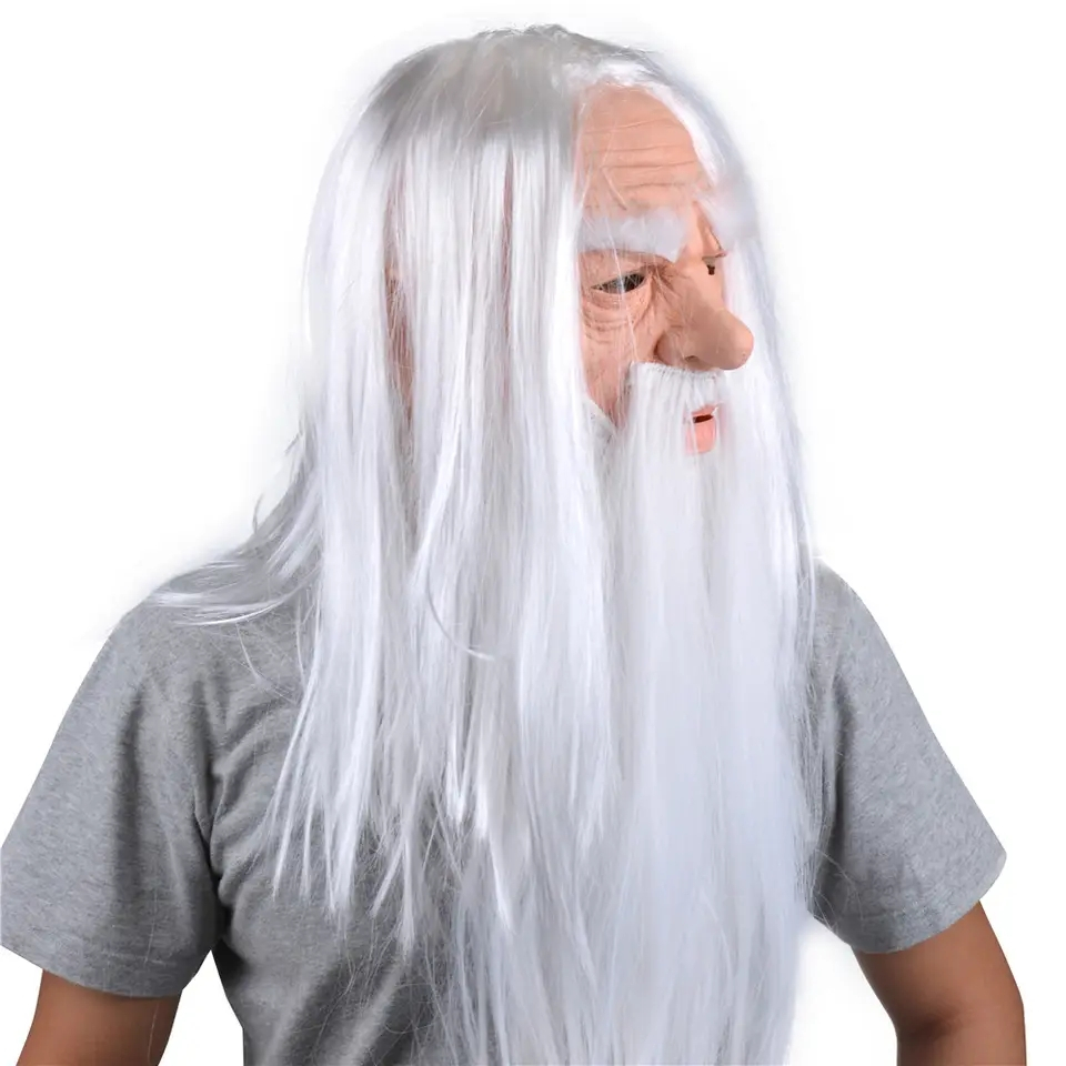 Latex Maske Fasnachts Gesichtsmaske Kostüm Zubehör Motto Party Accessoire Halloween Foto Requisit - Alter Mann mit Bart