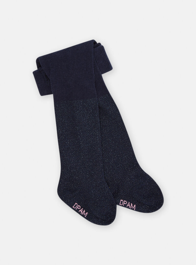 Collants bleu marine en lurex bébé fille