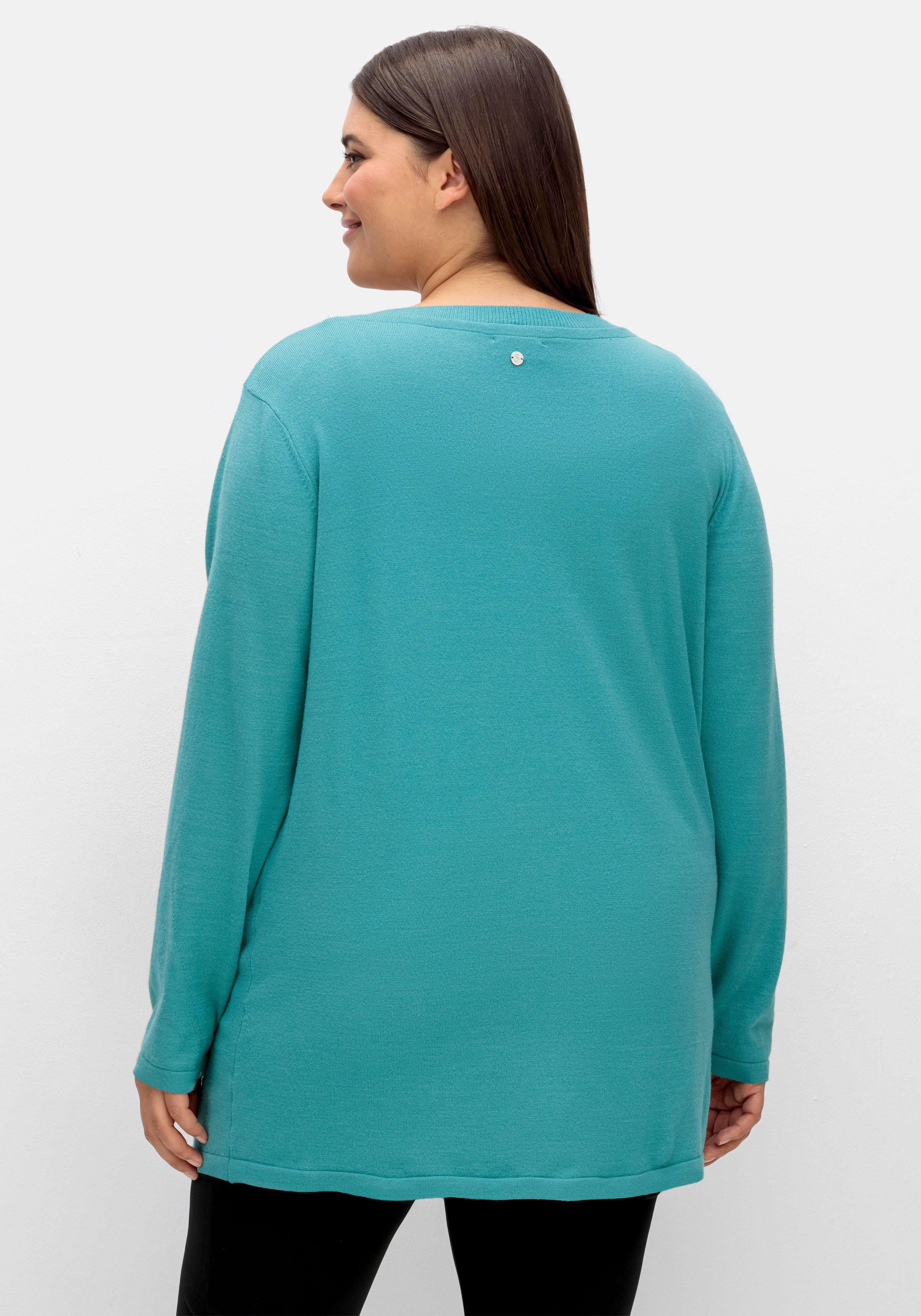 Feinstrickjacke mit Rundhalsausschnitt und Knopfleiste