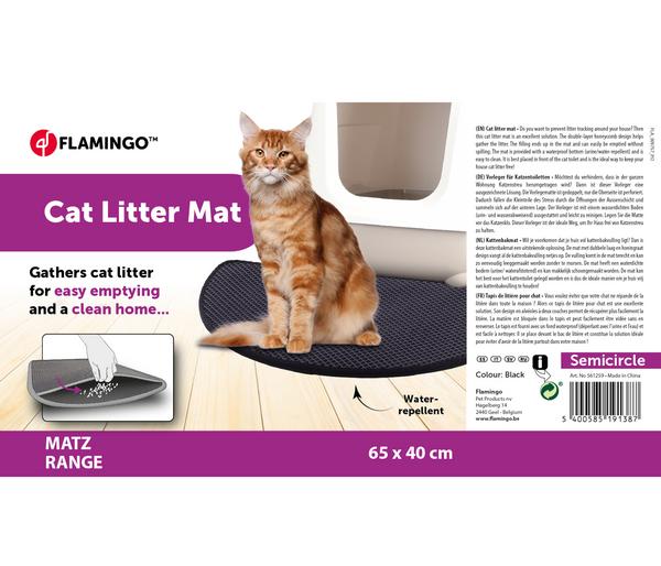 Flamingo Katzenklo-Matte Halbrund, schwarz,