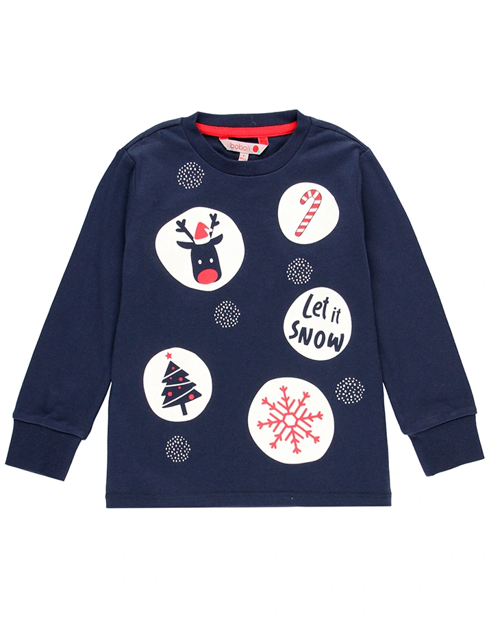 Schlafanzug LET IT SNOW 2-teilig lang in marine