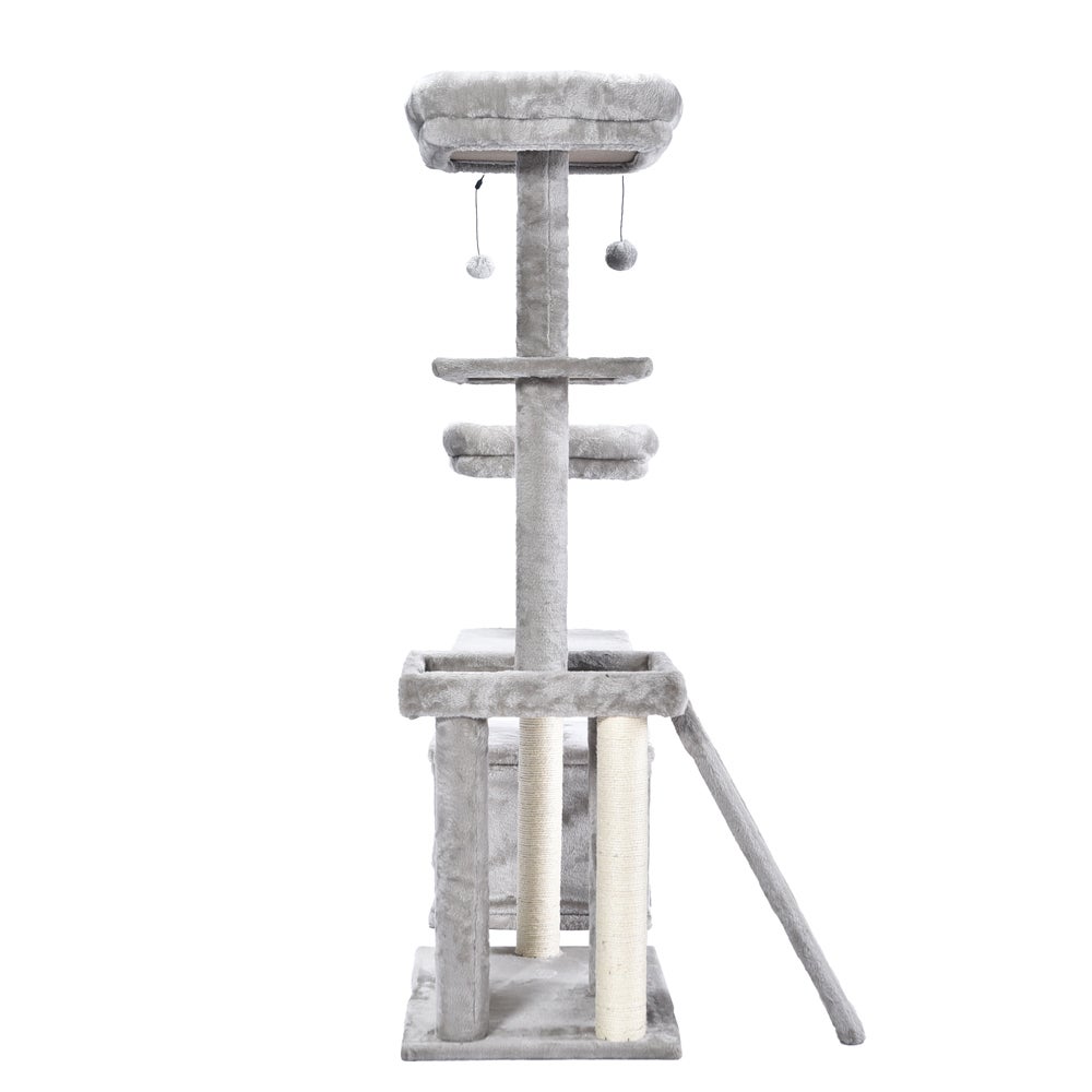 Home Deluxe - JAX Krabpaal - Kleur: Grijs, Afmetingen: 136 x 124 x 40 cm, Materiaal: Polyester, Sisal, Frame: MDF | Krabpalen voor katten