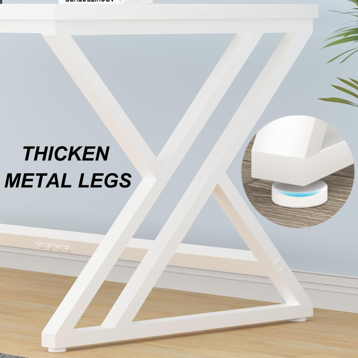 LVB Weiß Schreibtisch Großer Computertisch Langer Schreibtische Bürotisch für Home Office Schreibtisch Holz Metall für Arbeitszimmer Konferenztisch Gaming PC Tisch Weiß 180 x 80 x 75cm