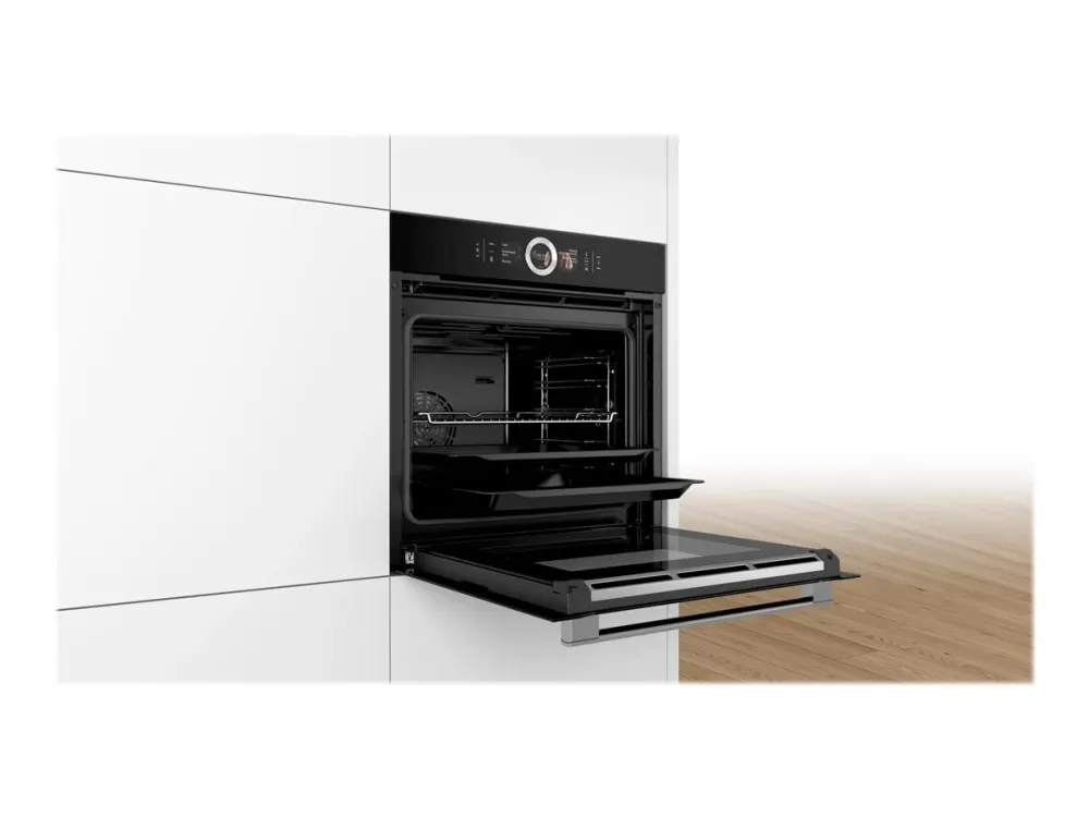Bosch Serie | 8 HSG636BB1 - Ovn - med dampfunktion - til indbygning - niche - bredde: 56 cm - dybde: 55 cm - højde: 58.5 cm - med selv-rengøring - Klasse A  - sort