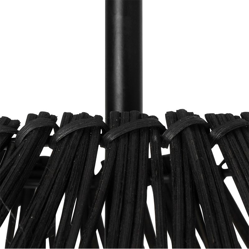 Landelijke vloerlamp zwart met rotan - Sam