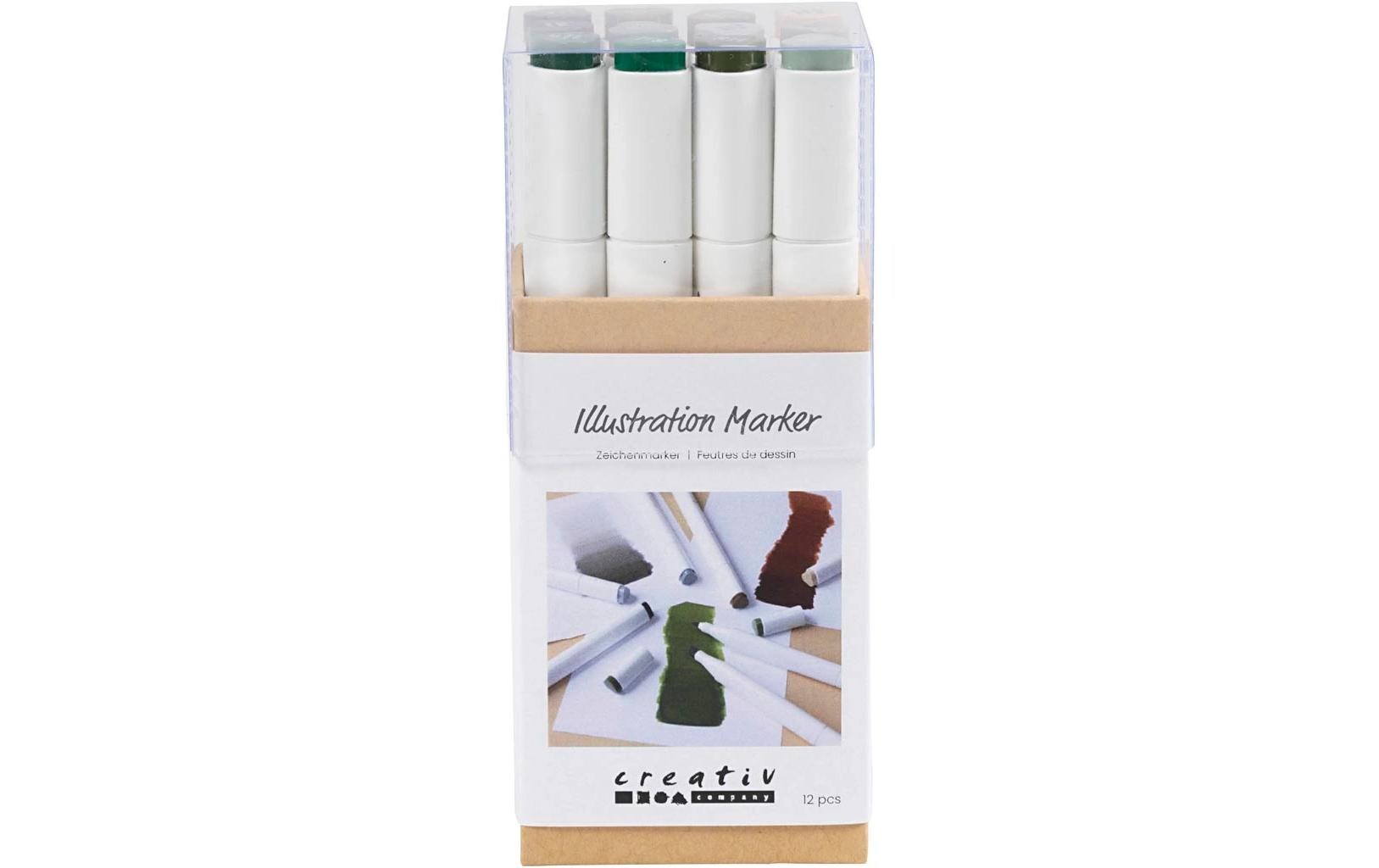 Kalligraphiemarker 1+ 8 mm, 12 Stück, Naturfarben2-in-1-Zeichenmarker