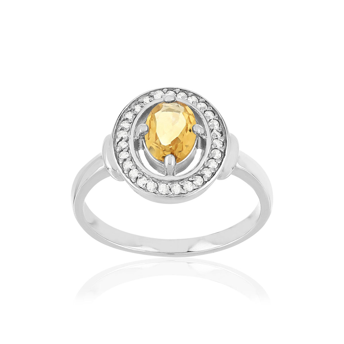 Bague argent 925 citrine topazes blanches 0.60 carat