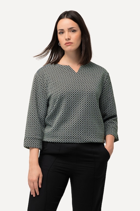 Sweatshirt, Jacquardmuster, Tunika-Ausschnitt, 3/4-Arm