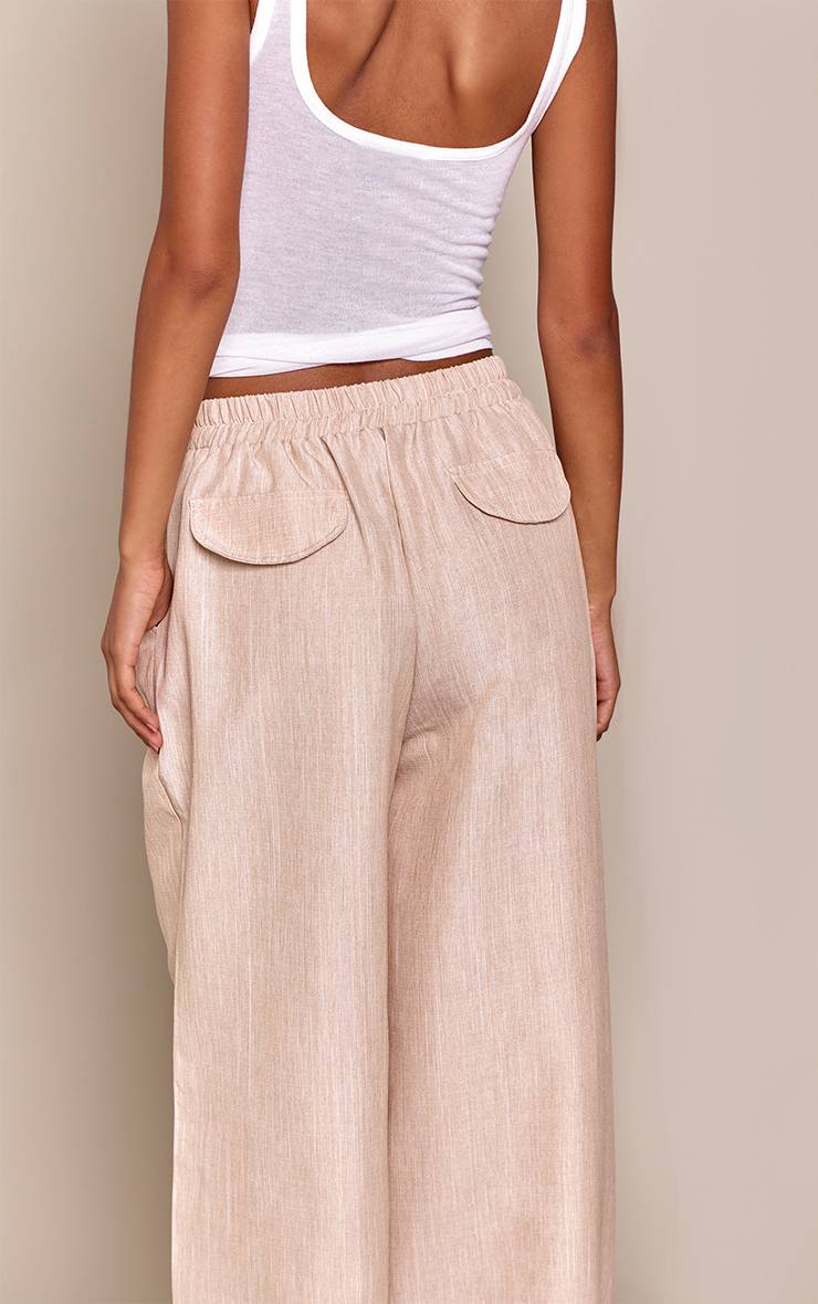 Avoine Pantalon Large À Cordon En Aspect Lin Chiné