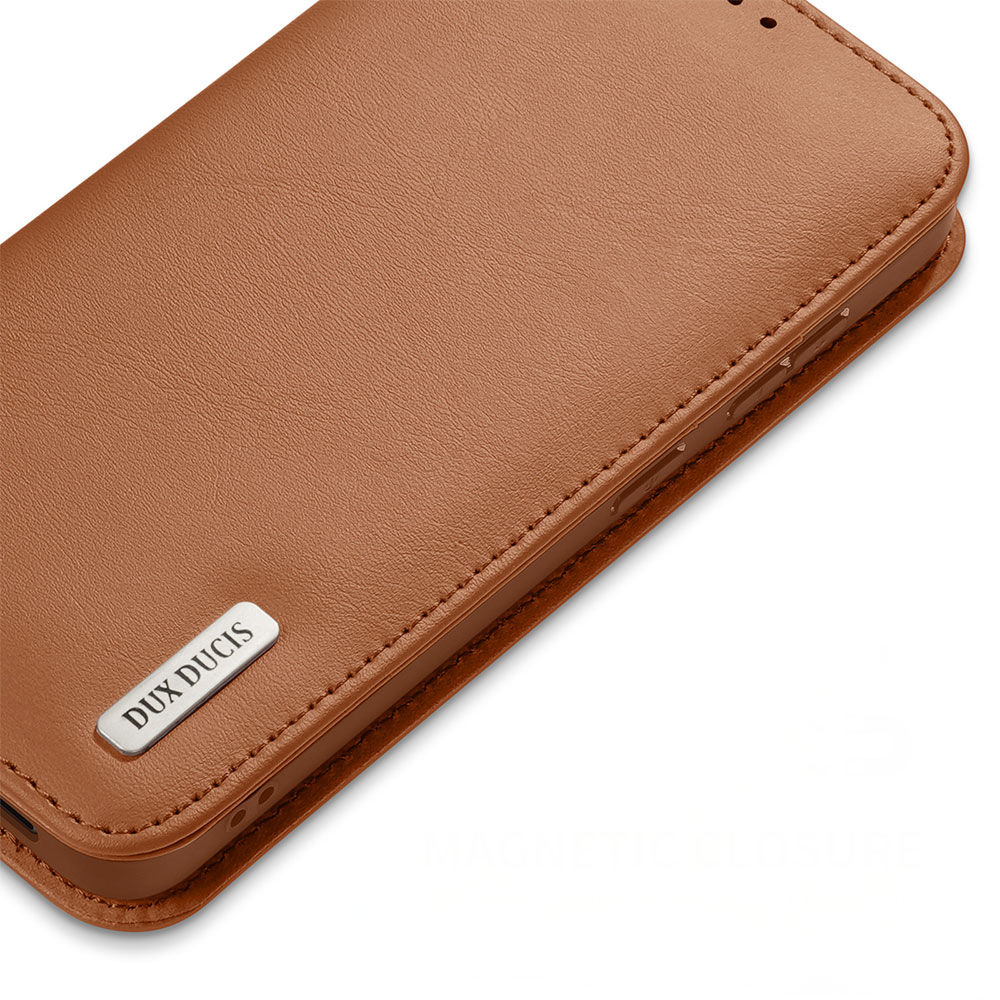 Samsung Galaxy S25 Edge Flip Wallet Cover Echtleder Tasche (RFID Schutz) - Braun
