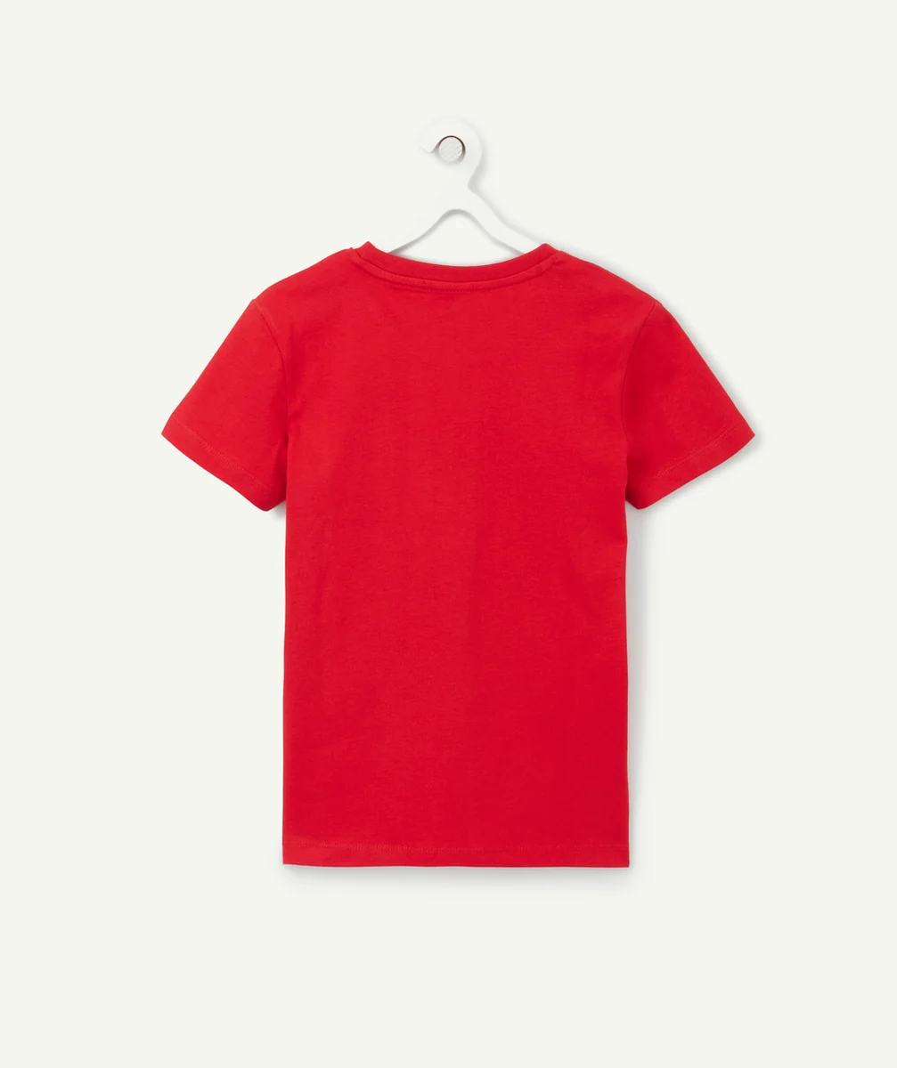 T-SHIRT GARÇON EN COTON BIO ROUGE MOTIF CAPSULE