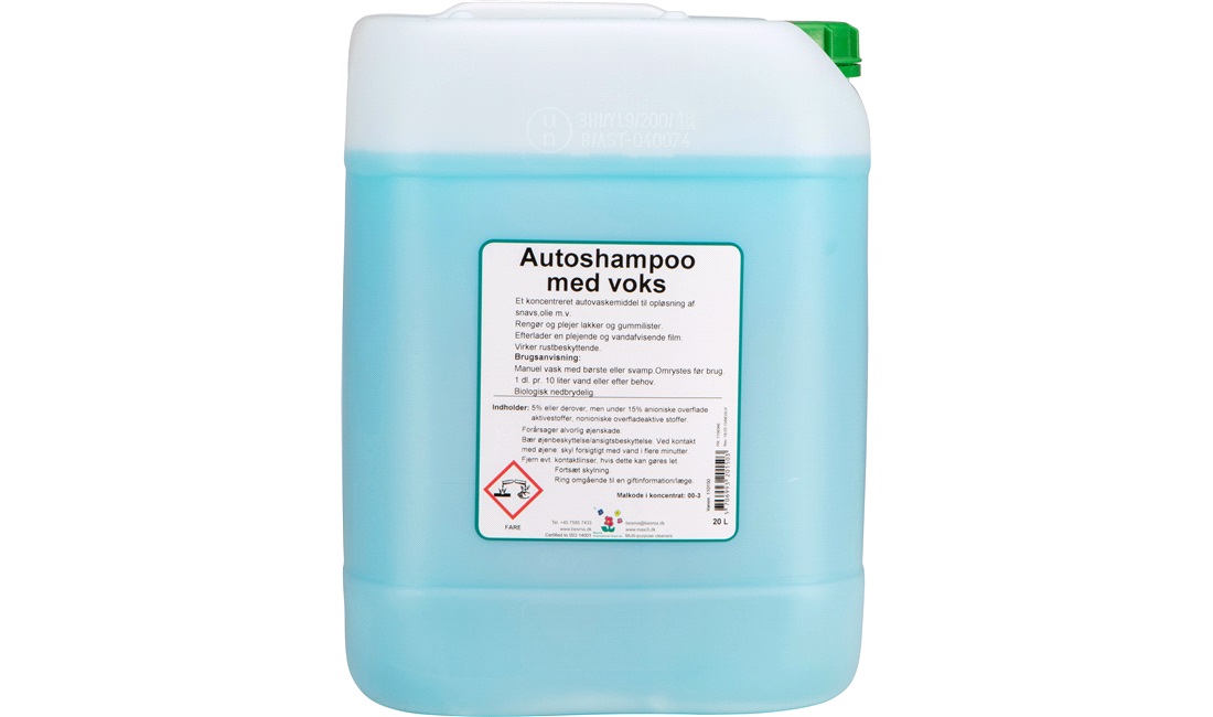 Autoshampoo m/voks, 20 liter