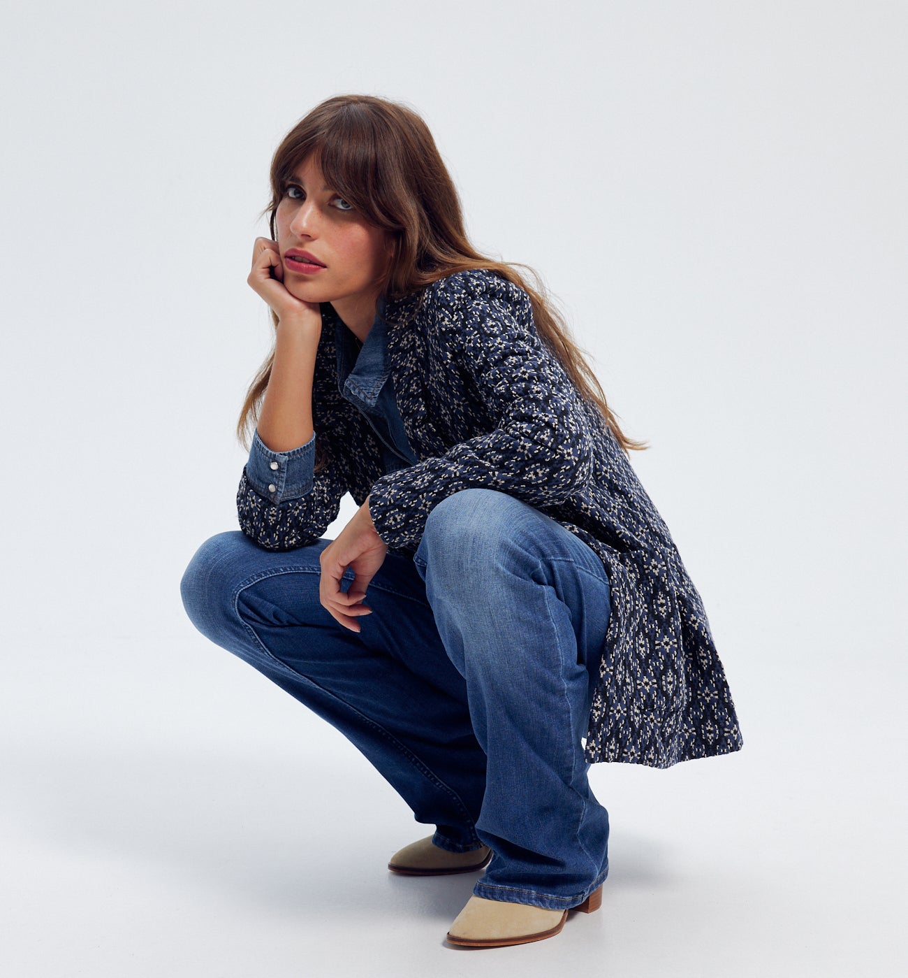 Veste en jersey pailleté Femme - Imprimé marine