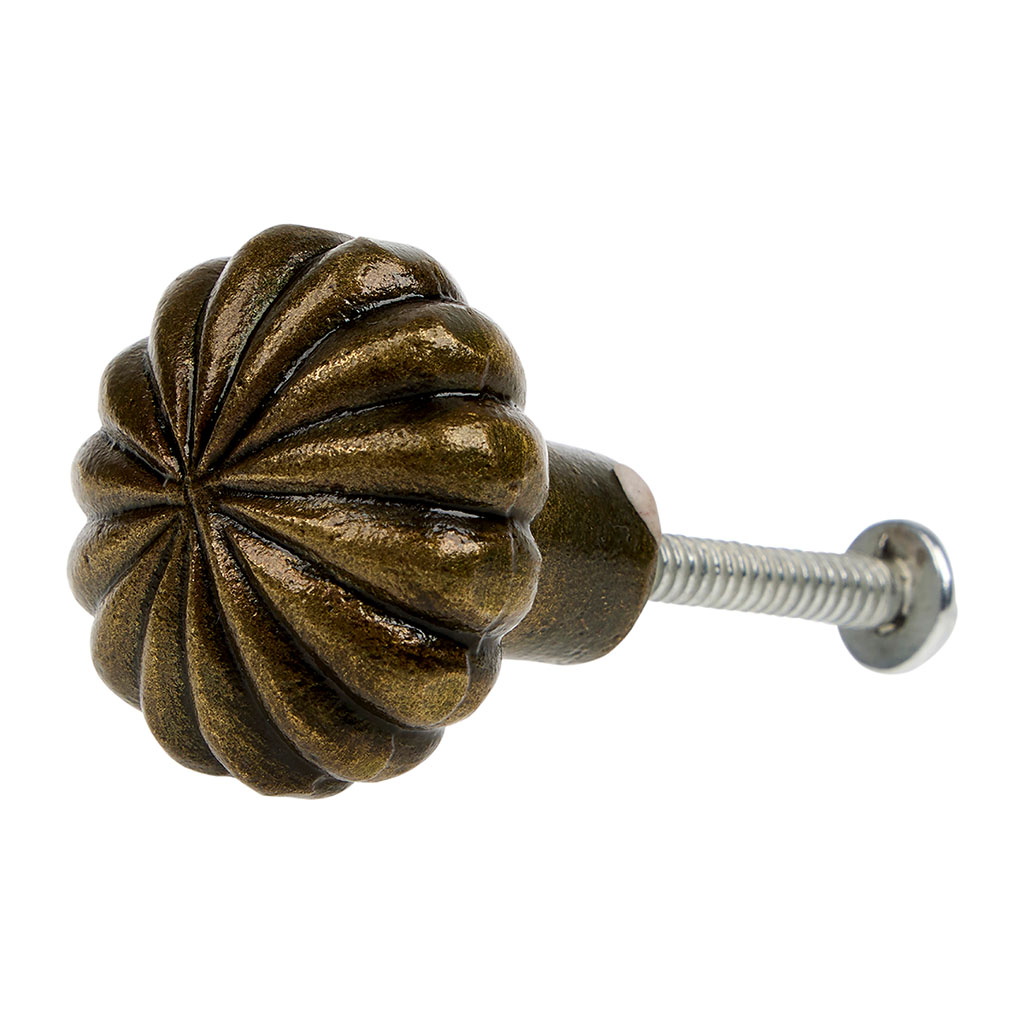 Bouton de meuble métal cannelé bronze