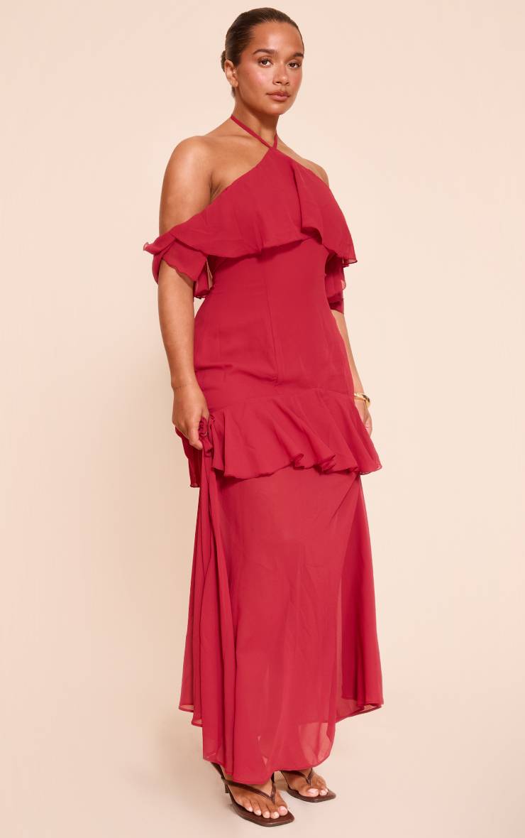 Rouge Robe Maxi En Mousseline À Nouer Shape