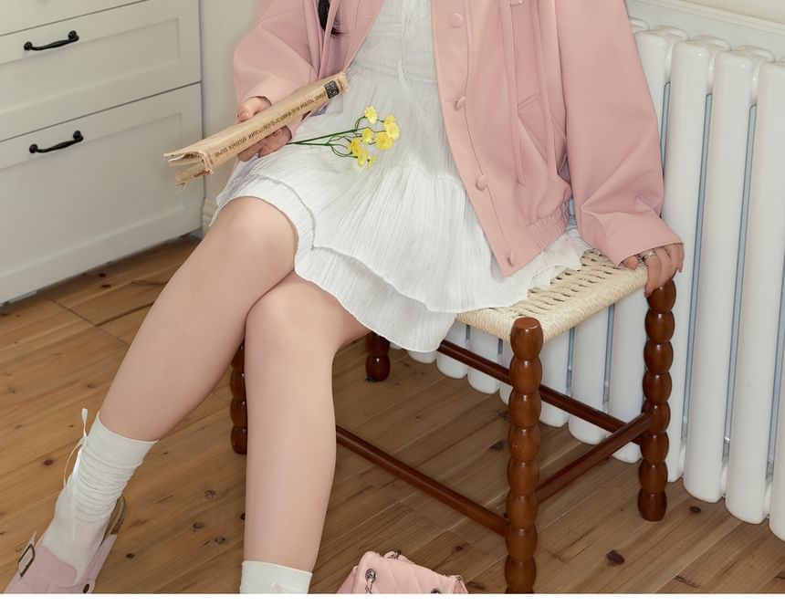 Zeedaren - Plus Size Kraag Effen Strik Knoop Jas
