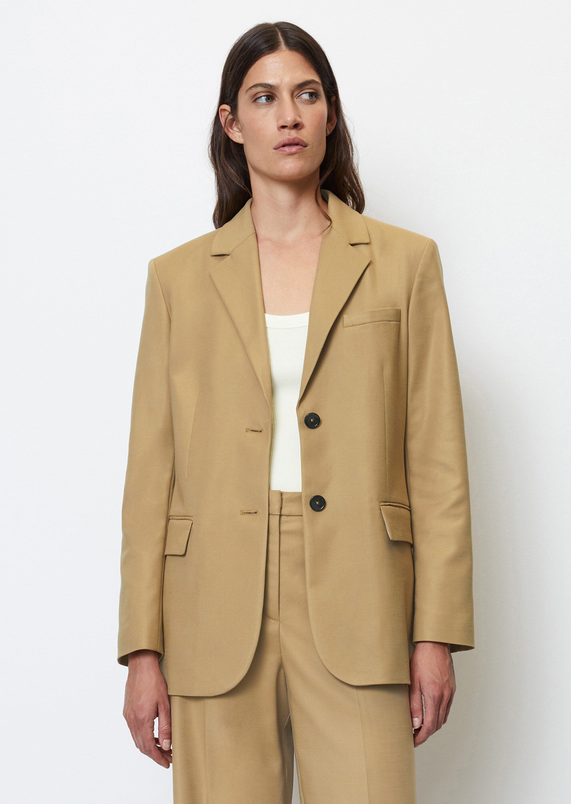 Oversize-Blazer mit Rückenschlitz aus Organic-Cotton-Viskose-Stretch
