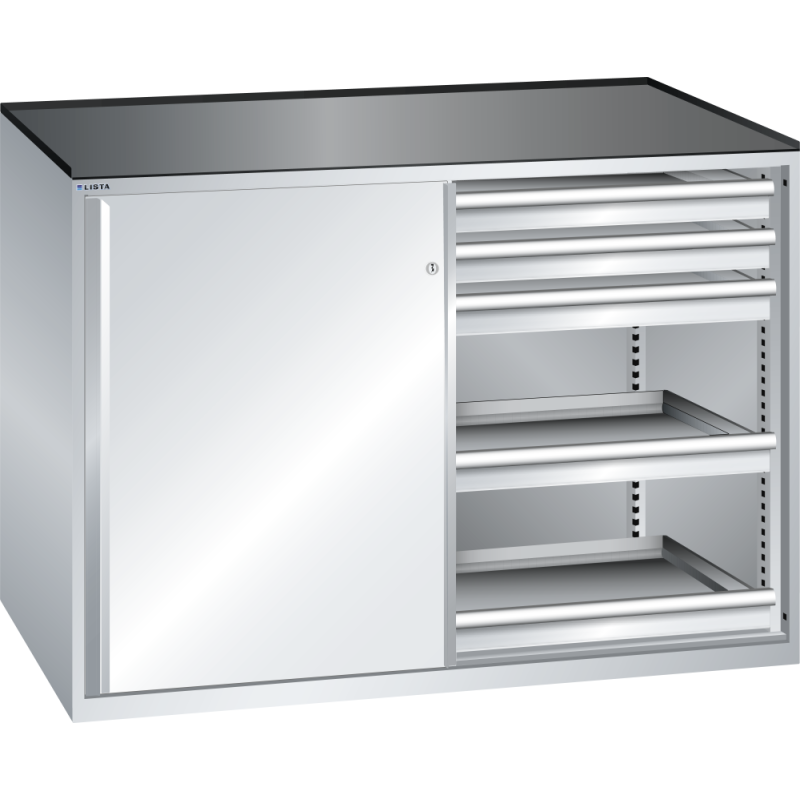 Armoire à tiroirs à portes coulissantes Lista 2x36x27E avec tiroirs - charge 75 Kg