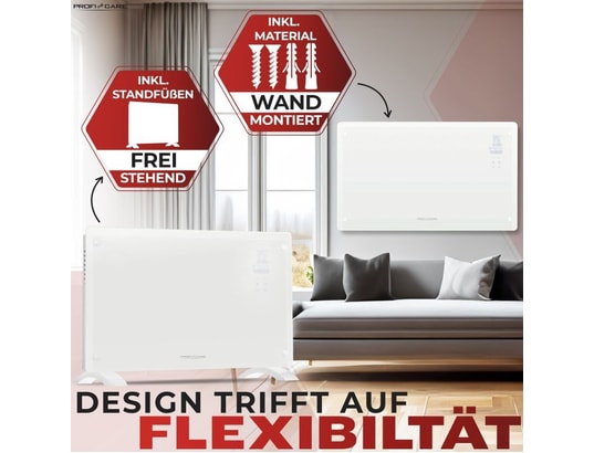PROFICARE - Radiateur soufflant Convecteur en verre 2000w blanc pc-gkh3119-blanc