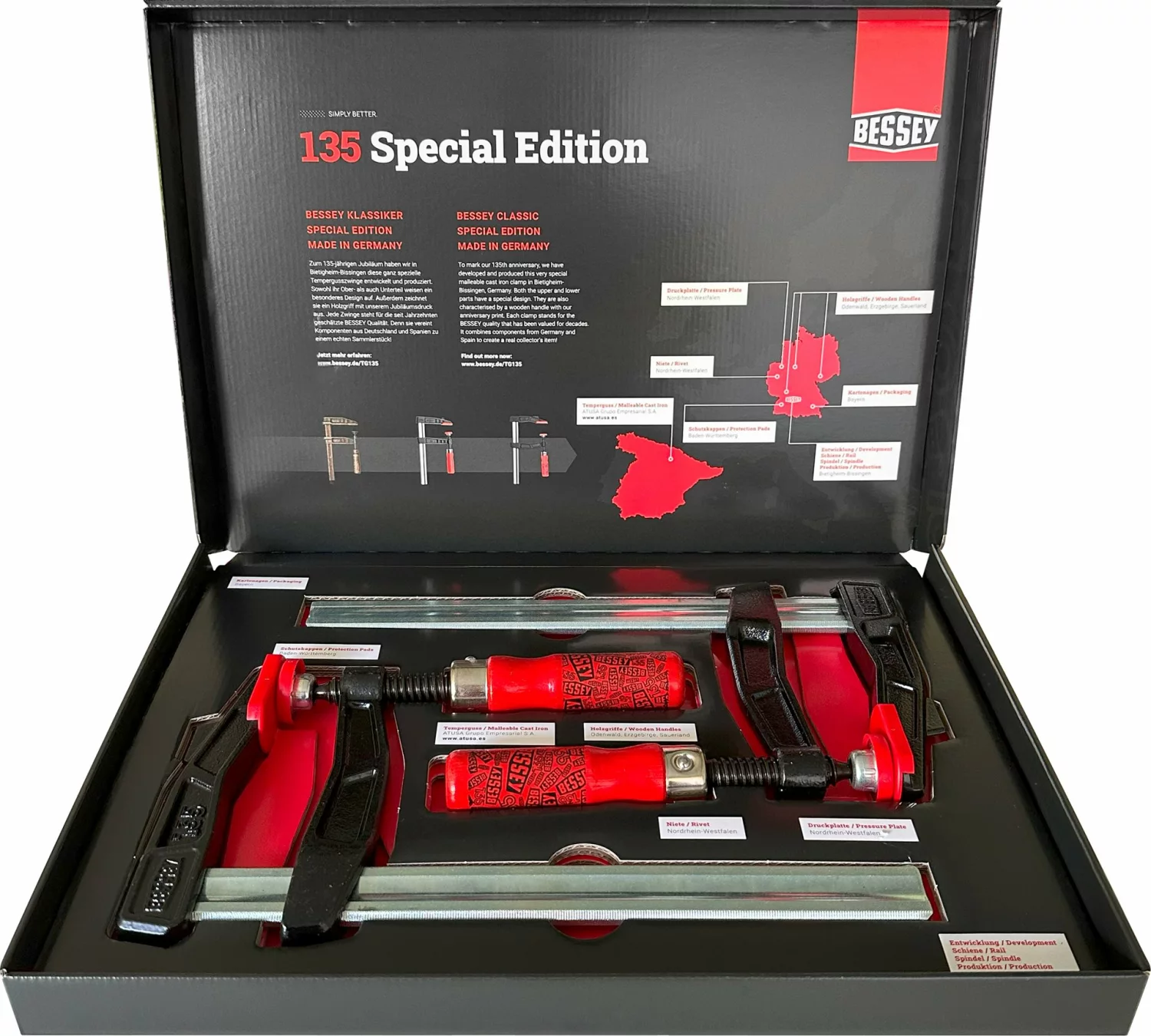 Bessey TGA25SET-135 Jubileum Lijmtangenset in koffer - Smeedijzer - 250 x 120mm