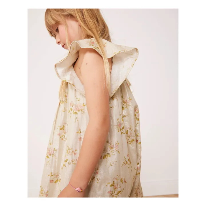 Bonton Robe Reveuse Fleurie Métallisée | Ecru
