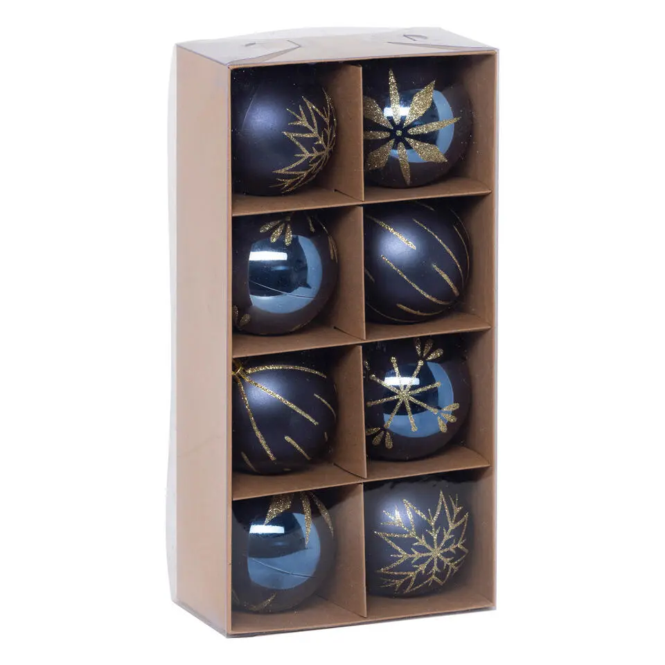 Feeric lights and christmas kunststof kerstballen- 8x- 8cm -blauw